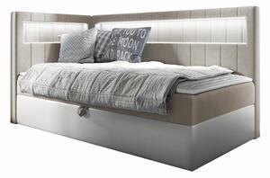 Boxspring postelja Baltimore 172, 90x200, Blago, Eko usnje, Posteljno dno, 102x212x104cm, Vzmetnica