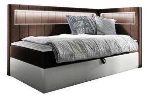 Boxspring postelja Baltimore 172, 90x200, Blago, Eko usnje, Posteljno dno, 102x212x104cm, Vzmetnica