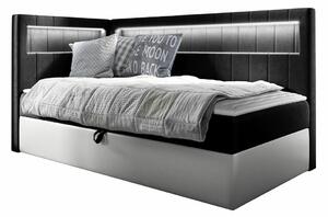 Boxspring postelja Baltimore 172, 90x200, Blago, Eko usnje, Posteljno dno, 102x212x104cm, Vzmetnica