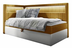 Boxspring postelja Baltimore 172, 100x200, Blago, Eko usnje, Posteljno dno, 112x212x104cm, Vzmetnica