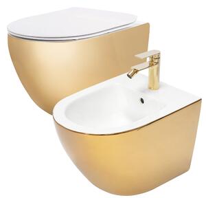 WC komplet CARLO Mini Flat + Bidet CARLO MINI GOLD/WHITE