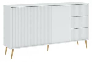 Komoda Bristol D102, Bela, Zlata, 98x180x40cm, Bukev