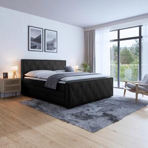 BOXSPRING POSTELJA 180 cm x 200 cm , leseni material črna