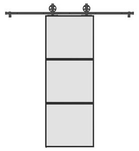 VidaXL Drsna vrata z opremo 76x205 cm kaljeno steklo in aluminij