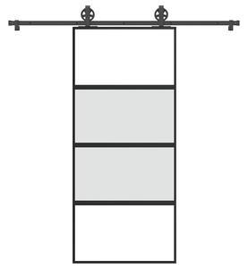 VidaXL Drsna vrata z opremo 90x205 cm kaljeno steklo in aluminij