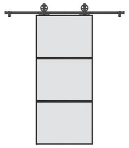 VidaXL Drsna vrata z opremo 90x205 cm kaljeno steklo in aluminij