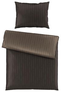 OBOJESTRANSKA POSTELJNINA STRIPES DK 140/200 cm saten rjava