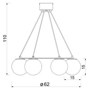 Lestenec na vrvici BALLO 6xE27/15W/230V črna/bela