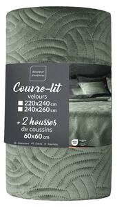 Zelen žameten komplet pregrinjala in prevleke za vzglavnik 220x240 cm Solange – douceur d'intérieur