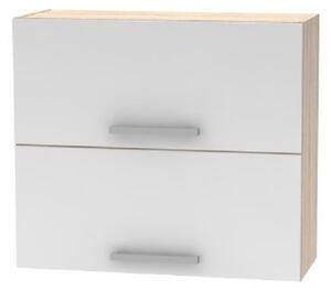 KONDELA Zgornja nagibna omara 2DV, sonoma hrast/bela, NOVA PLUS NOPL-015-OH