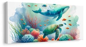 Slika želva in kita v oceanu