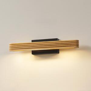 Lucande LED stenska svetilka Lieske, 40 cm, les, črna, Les, Dnevna soba / jedilnica, Les, Sodobni