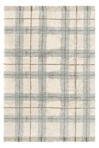 Kremno belo-žajbljevo zelena pralna ročno tkana bombažna preproga 140x190 cm Tartan Blue Sage – Lorena Canals