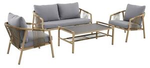 MWH Wicker Komplet lounge pohištva Kanto (4 -del., Aluminij, Rjava, Siva)