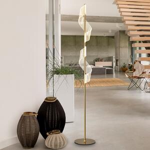 Schuller Valencia LED-stoječa svetilka Velas, zlata barva, višina 160 cm, kovina, Zlata / medeninasta, Dnevna soba / jedilnica, Aluminij, Sodobni