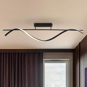 Schuller Valencia LED-stropna svetilka Boa, mat črna, dolžina 90 cm, kovina, Črna, Hodnik, Aluminij, Sodobni