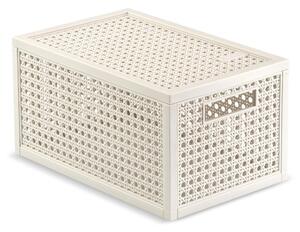 Kremno bela škatla za shranjevanje s pokrovom iz reciklirane plastike 19x30x15 cm Kaya – Curver