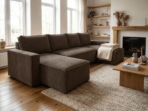 Sedežna garnitura v obliki črke U SMART COSARO 295x140 cm, temno rjava