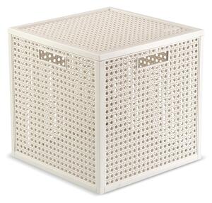 Kremno bela škatla za shranjevanje s pokrovom iz reciklirane plastike 28x28x28 cm Kaya Cube – Curver