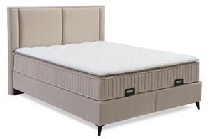 POSTELJA Z VZMETNICO 160 cm x 200 cm , kovina, umetna masa, tekstil, leseni material bež