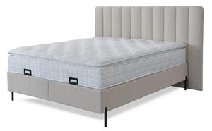 POSTELJA Z VZMETNICO 160 cm x 200 cm , kovina, tekstil, leseni material bež