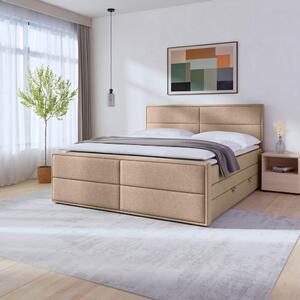 BOXSPRING POSTELJA 180 cm x 200 cm , les, kovina, umetna masa, tekstil, karton, leseni material naravne barve