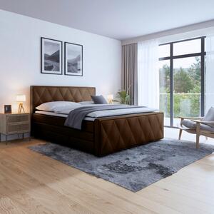 BOXSPRING POSTELJA 180 cm x 200 cm , les, kovina, tekstil rjava
