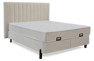 POSTELJA Z VZMETNICO 160 cm x 200 cm , kovina, umetna masa, tekstil, leseni material bež