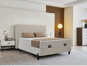 POSTELJA Z VZMETNICO 160 cm x 200 cm , kovina, umetna masa, tekstil, leseni material bež