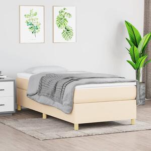 VidaXL Box spring postelja z vzmetnico krem 100x200 cm blago