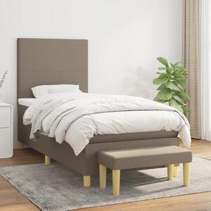 VidaXL Box spring postelja z vzmetnico taupe 90x200 cm blago