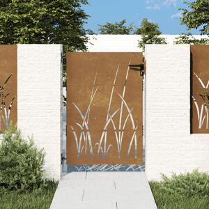 VidaXL Vrtna vrata 85x125 cm corten jeklo dizajn trave