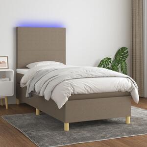 VidaXL Box spring postelja z vzmetnico LED taupe 90x200 cm blago