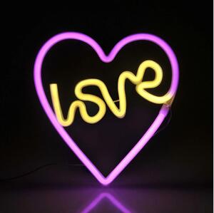 LED Neonska stenska dekoracija LOVE LED/3W/3xAA USB roza