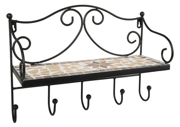 Črn kovinski stenski obešalnik s polico 42 cm Almeria – Garden Pleasure