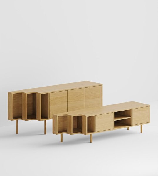 TV omarica v hrastovem dekorju v naravni barvi 189x50x44 cm Shift – Woodman