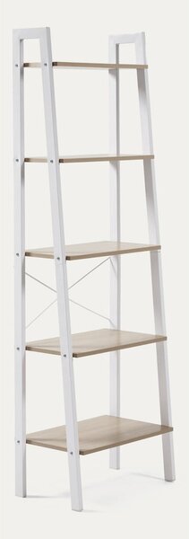 Bel/naraven regal v hrastovem dekorju 56x172x32 cm Aarhus – Kave Home
