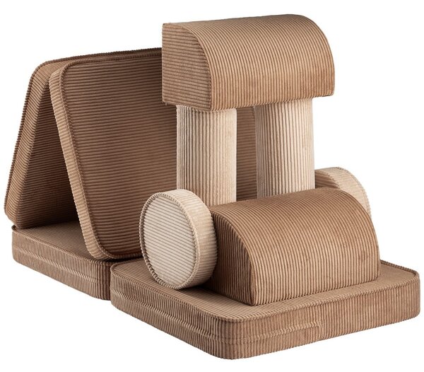 Rjava otroška sedežna garnitura iz rebrastega žameta 132 cm Settee – Wigiwama