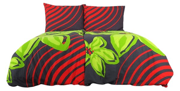Bombažna posteljnina FLOERIC rdeče-zelena Dimenzije posteljnine: 70 x 90 cm | 140 x 200 cm