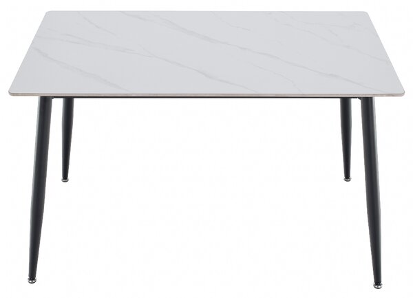 KONDELA Jedilna miza, bel marmor/črna, 121x71 cm, FLORENC TYP 1
