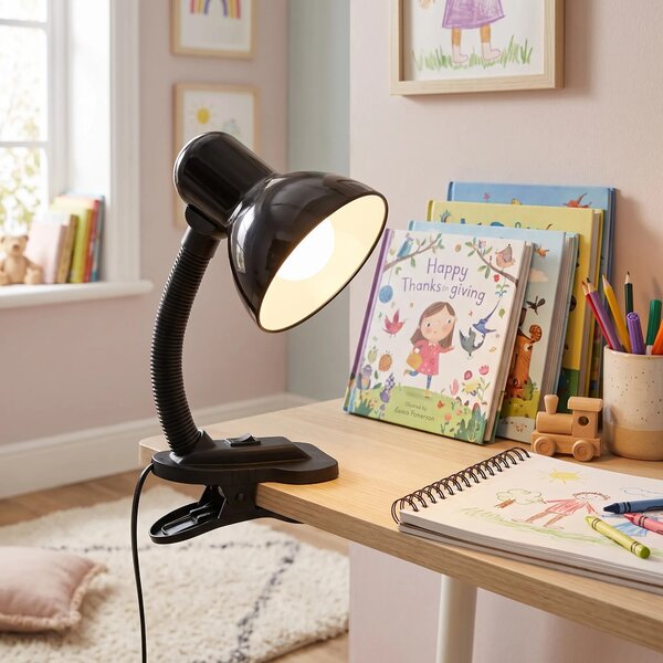 Namizna nočna svetilka s sponko JNH045-1T Black