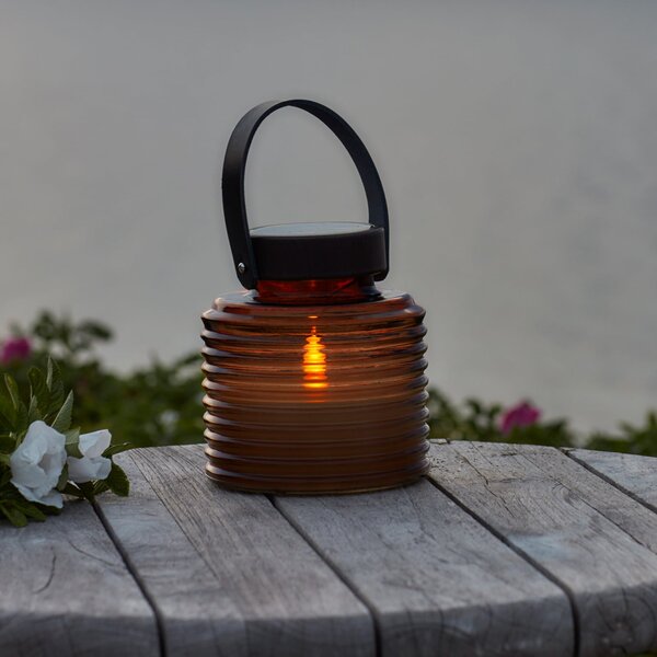 Sirius LED-sončna svetilka Aston Jar, višina 16 cm, jantarno-rjava, IP44, Rjava / rjasta, Steklo