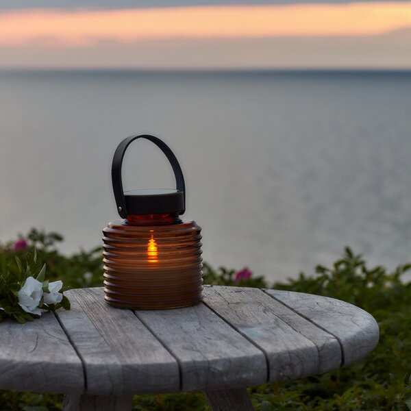 Sirius LED-sončna svetilka Aston Jar, višina 16 cm, jantarno-rjava, IP44, Rjava / rjasta, Steklo