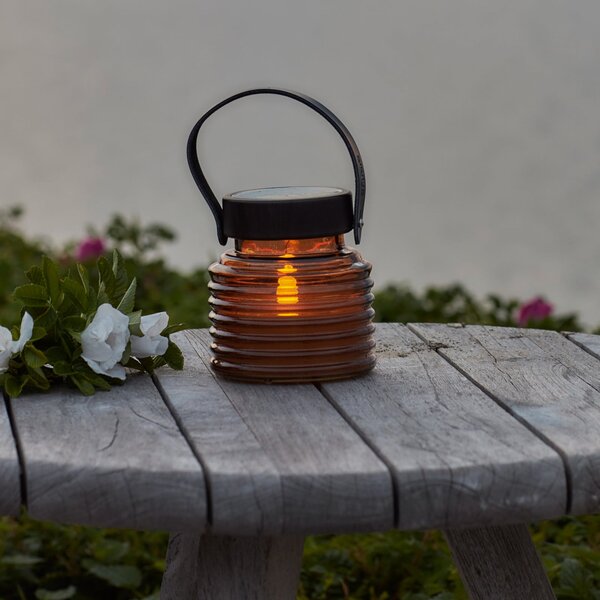 Sirius LED-sončna svetilka Aston Jar, višina 12 cm, jantarno-rjava, IP44, Rjava / rjasta, Steklo