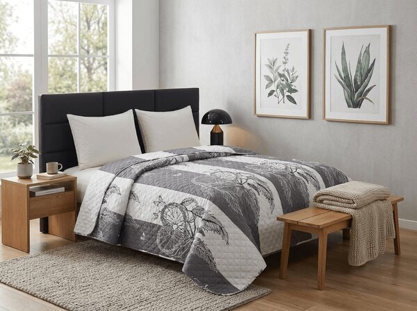 Pregrinjalo za posteljo TIRSO sivo-belo Dimenzije: 170 x 210 cm