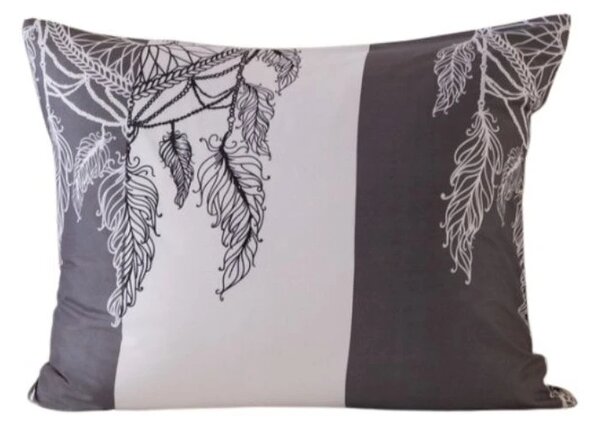 Prevleka za blazino iz mikrovlaken TIRSO 70x90 cm, sivo-bela