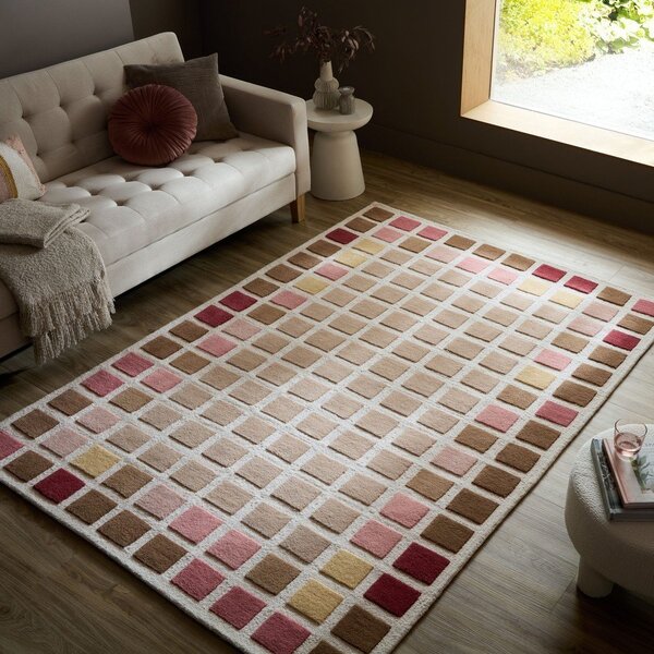 Rožnata ročno tkana volnena preproga 140x200 cm Renga Wool – Flair Rugs