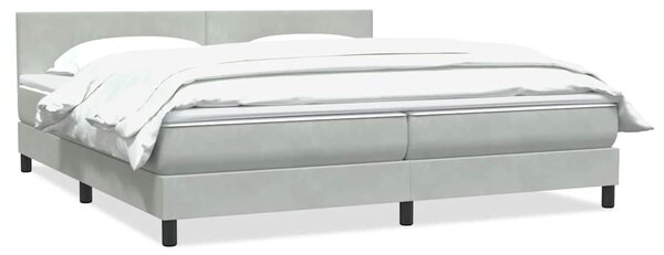 VidaXL Box spring postelja z vzmetnico svetlo siva 180x210 cm žamet