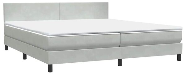 VidaXL Box spring postelja z vzmetnico svetlo siva 180x210 cm žamet