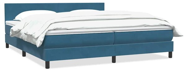 VidaXL Box spring postelja z vzmetnico temno modra 180x210 cm žamet